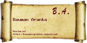 Bauman Aranka névjegykártya